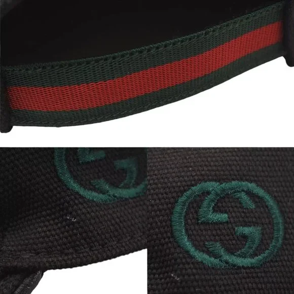 087273AR (S3) Gucci Cap Web Sherry Line Interlocking Black Canvas